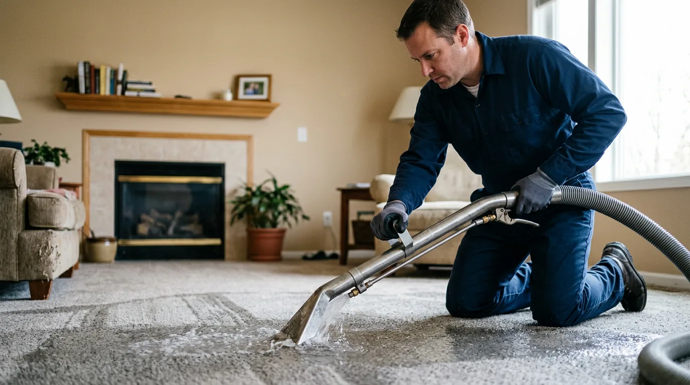 Water damage restoration technician working near Eagle Lake, ME